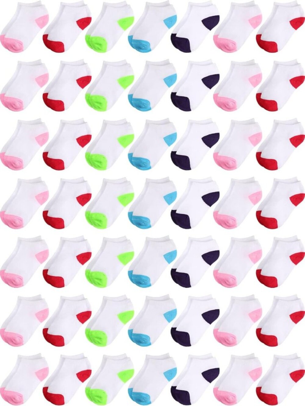 100 Pairs Kids Ankle & Low Cut Socks - Baby & Toddler Half Cushion No Show